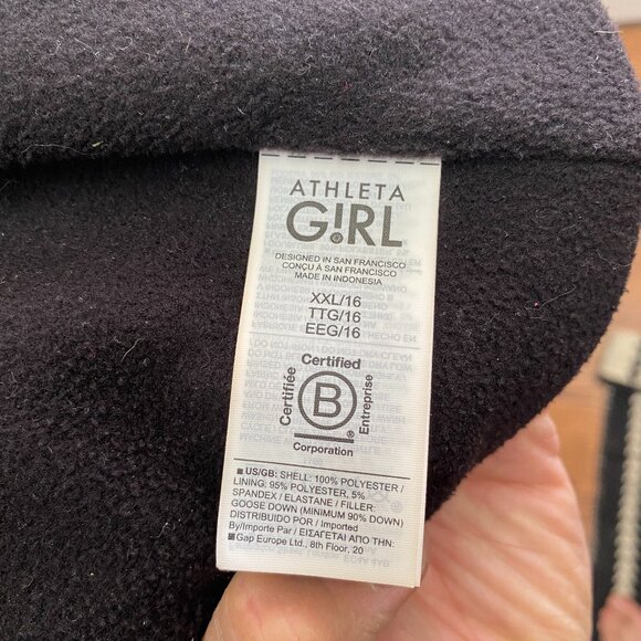 Athleta Girl Snow Day Down Jacket Goose Down 16 / XXL Black Winter Warm $168 - Picture 5 of 6